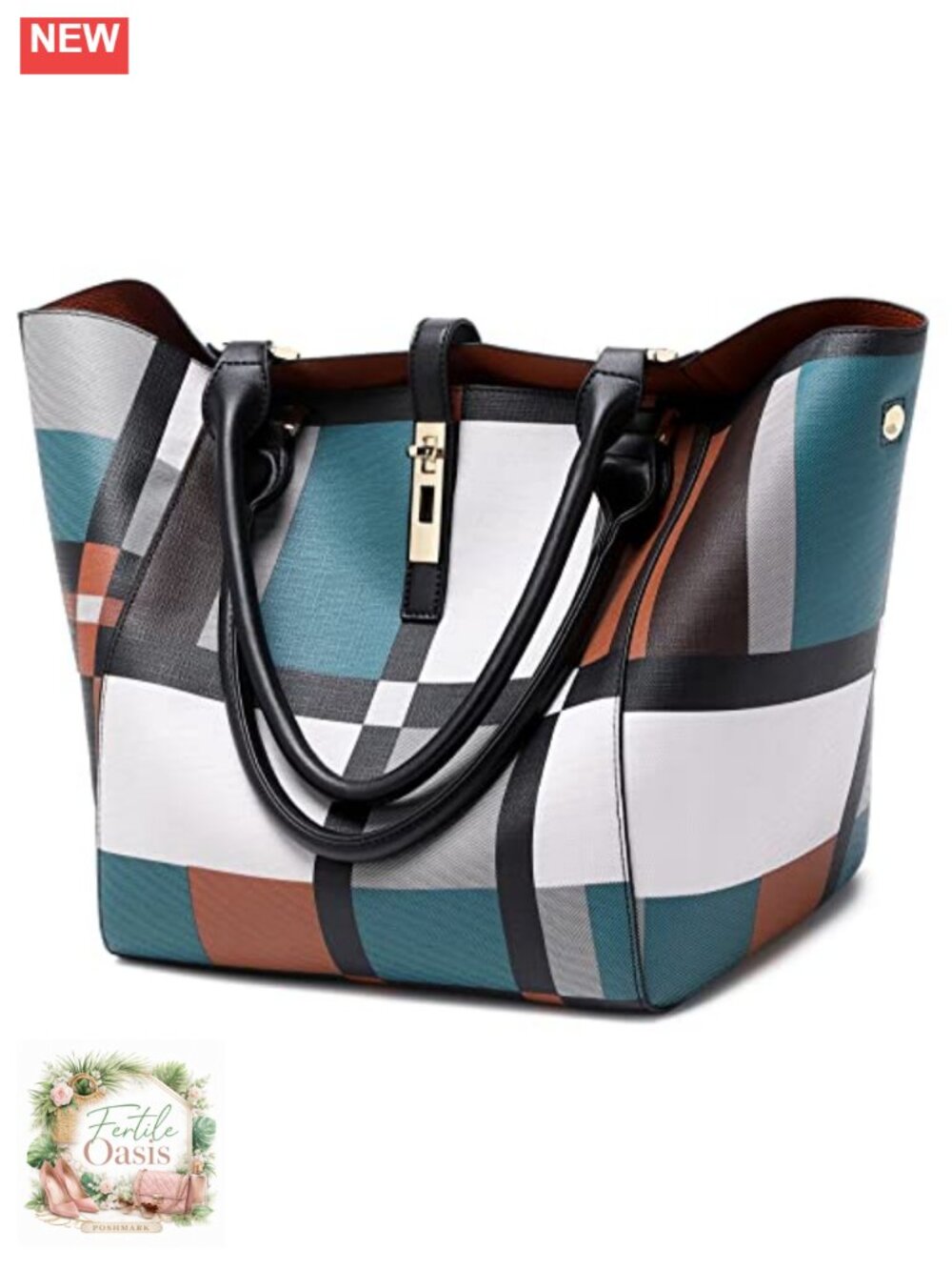 Large Work Tote Bag Women Bucket Purse Designer Handbag Vegan Leather